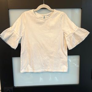 Janie and Jack girl 12 classic white tshirt with flounce sleeves